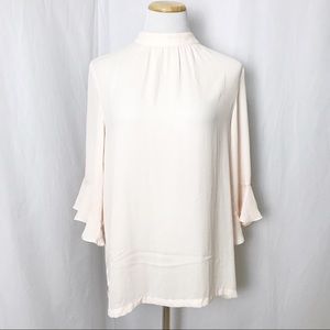 H&M Blush Halter Ruffle Sleeve Top